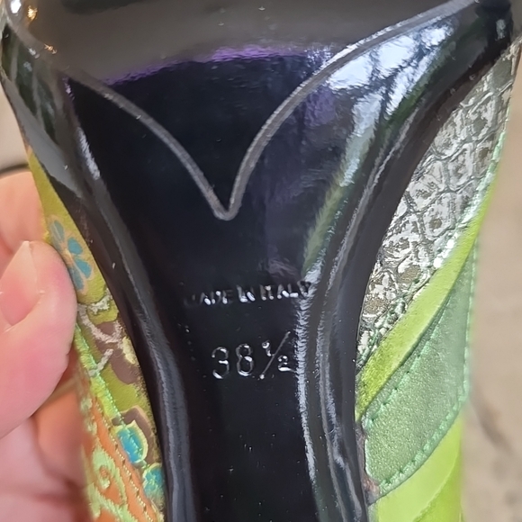 Vivien Lee Women’s Stunning Green Fabric Designer Heels Stilettos Size 38 1/2 - Picture 14 of 15